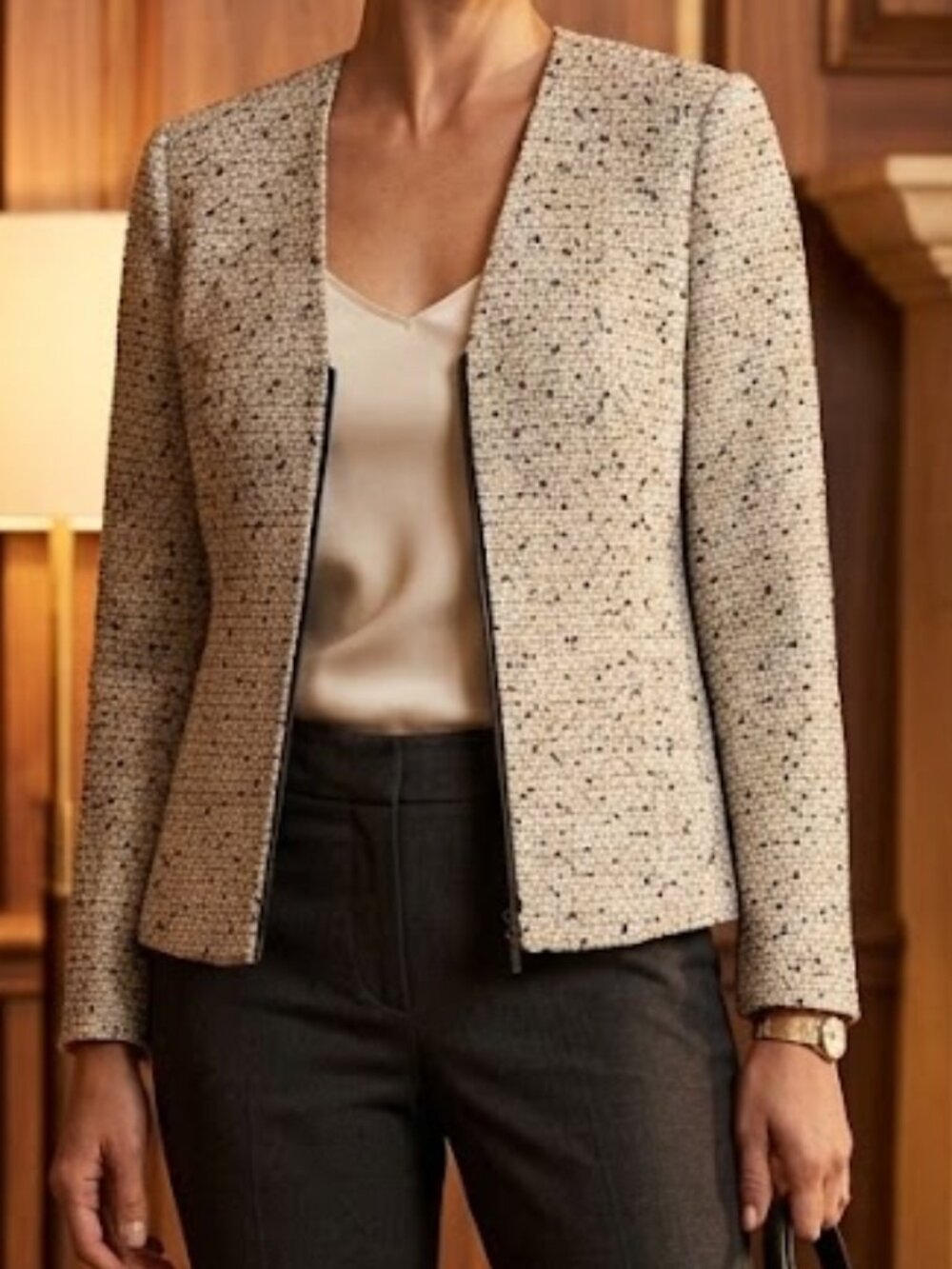 Lafayette 148 New York Tweed Zip Jacket size 6 Retail: $1,500
